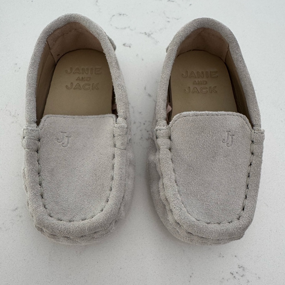 Janie and Jack Kids Loafers - Soft Grey Suede